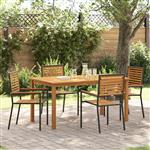 vidaXL Tuin Eetset 5 pcs Zwart Poly riet