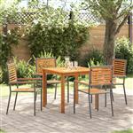 vidaXL Tuin Eetset 5 pcs Grijs Poly riet