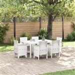 vidaXL Tuin Eetset 7 pcs Wit Polt riet