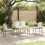 vidaXL Tuin Eetset 3 pcs Bruin Zwart Crème Poly riet en staal