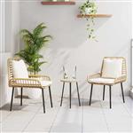 vidaXL Tuin Eetset 3 pcs Bruin Zwart Crème Poly riet en staal