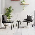 vidaXL Tuin Eetset 3 pcs Zwart en Anthraciet Poly riet en staal