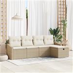 vidaXL Tuin Sofa Set 5 pcs Beige 233 x 117 x 85 cm Poly riet