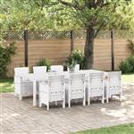 vidaXL Tuin Eetset 9 pcs Lichtgrijs Polt riet
