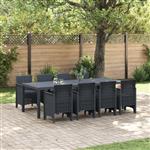 vidaXL Tuin Eetset 9 pcs Antraciet Polt riet