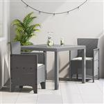 vidaXL Tuin Eetset 3 pcs Lichtgrijs Polt riet
