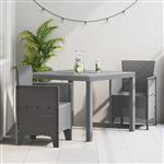 vidaXL Tuin Eetset 3 pcs Lichtgrijs Polt riet