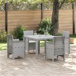 vidaXL Tuin Eetset 5 pcs Lichtgrijs Polt riet