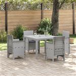 vidaXL Tuin Eetset 5 pcs Lichtgrijs Polt riet