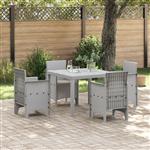 vidaXL Tuin Eetset 5 pcs Lichtgrijs Polt riet