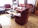 Lederen salon 3 zit + 2x 1 zit