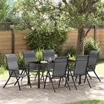 vidaXL Tuin Eetset 7 pcs Grijs Poly riet