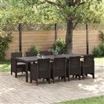 vidaXL Tuin Eetset 9 pcs Bruin Polt riet
