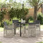 vidaXL Tuin Eetset 5 pcs Lichtgrijs poly rattan