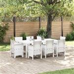 vidaXL Tuin Eetset 9 pcs Wit Polt riet