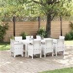 vidaXL Tuin Eetset 9 pcs Wit Polt riet