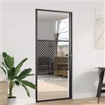 vidaXL Binnen Deur Zwart 93 x 201.5 cm Gehard glas en Aluminium