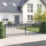 vidaXL Hekpoort met slot Grijs 400 x 125 cm Staal