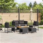 vidaXL Tuin Sofa Set 6 pcs Zwart poly rattan