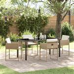 vidaXL Tuin Eetset 5 pcs Beige poly rattan