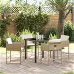 vidaXL Tuin Eetset 5 pcs Beige poly rattan
