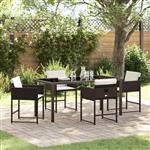 vidaXL Tuin Eetset 5 pcs Bruin poly rattan
