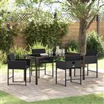 vidaXL Tuin Eetset 5 pcs Zwart poly rattan