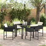 vidaXL Tuin Eetset 5 pcs Zwart poly rattan