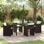 vidaXL Tuin Eetset 5 pcs Bruin poly rattan