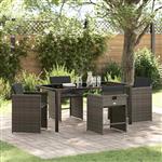 vidaXL Tuin Eetset 5 pcs Grijs poly rattan