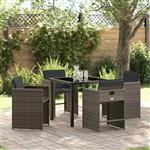 vidaXL Tuin Eetset 5 pcs Grijs poly rattan