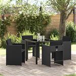 vidaXL Tuin Eetset 5 pcs Zwart poly rattan