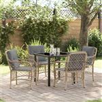 vidaXL Tuin Eetset met kussen 5 pcs Beige Poly riet