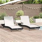 vidaXL Ligstoelen 3 pcs Zwart en Wit 40 x 40 x 40.5 cm poly rattan
