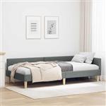 vidaXL Hoekbedframe met hoofdeinde Donkergrijs 90 x 190 cm Stof