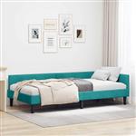 vidaXL Hoekbedframe Turquoise 80 x 200 cm Velvet en Engineered hout