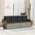 vidaXL Tuinbank met kussen Lichtgrijs Poly riet