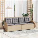 vidaXL Tuinbank met kussen Beige Poly riet