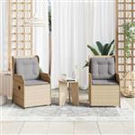 vidaXL Tuinbank met kussen 2 pcs Beige Poly riet
