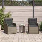 vidaXL Tuinbank met kussen 2 pcs Grijs Poly riet