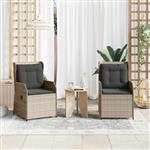 vidaXL Tuinbank met kussen 2 pcs Lichtgrijs Poly riet