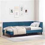 vidaXL Hoekbedframe Blauw 100 x 200 cm Fluweel en Engineered hout