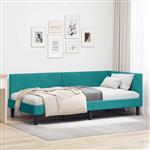 vidaXL Hoekbedframe Turquoise 90 x 190 cm Fluweel en Engineered hout