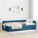 vidaXL Hoekbedframe Blauw 90 x 190 cm Fluweel en Engineered hout