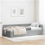 vidaXL Hoekbedframe met hoofdeinde Lichtgrijs 100 x 200 cm
