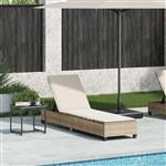 vidaXL Ligstoel met kussens beige 55x200x25,5cm polyrotan