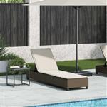 vidaXL Ligstoel met kussens bruin 55x200x25,5cm polyrotan