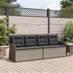 vidaXL Tuinbank met kussen Grijs Poly riet
