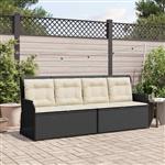 vidaXL Tuinbank met kussen Zwart Poly riet