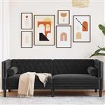 vidaXL Chesterfieldbank met kussen Zwart 194 x 74.5 x 70.5 cm Fluweel